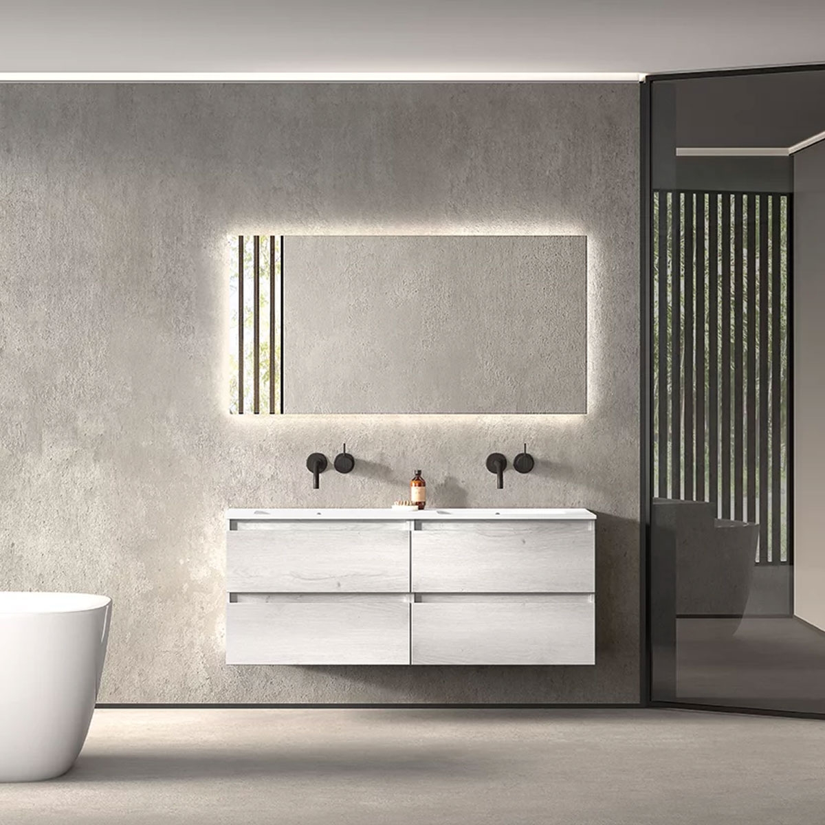 Bathroom furniture with integrated sink combination
