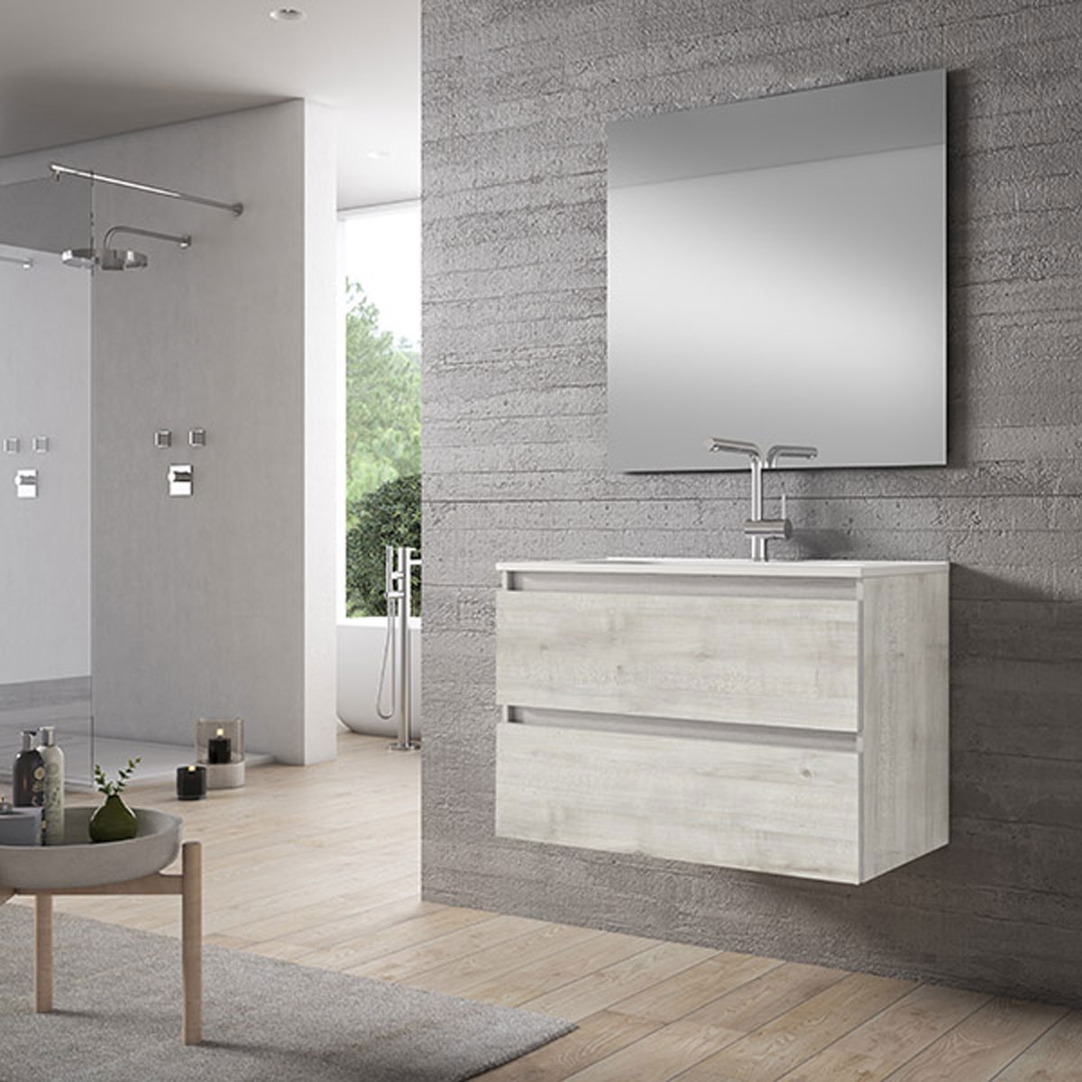 Bathroom furniture with integrated sink 60cm white