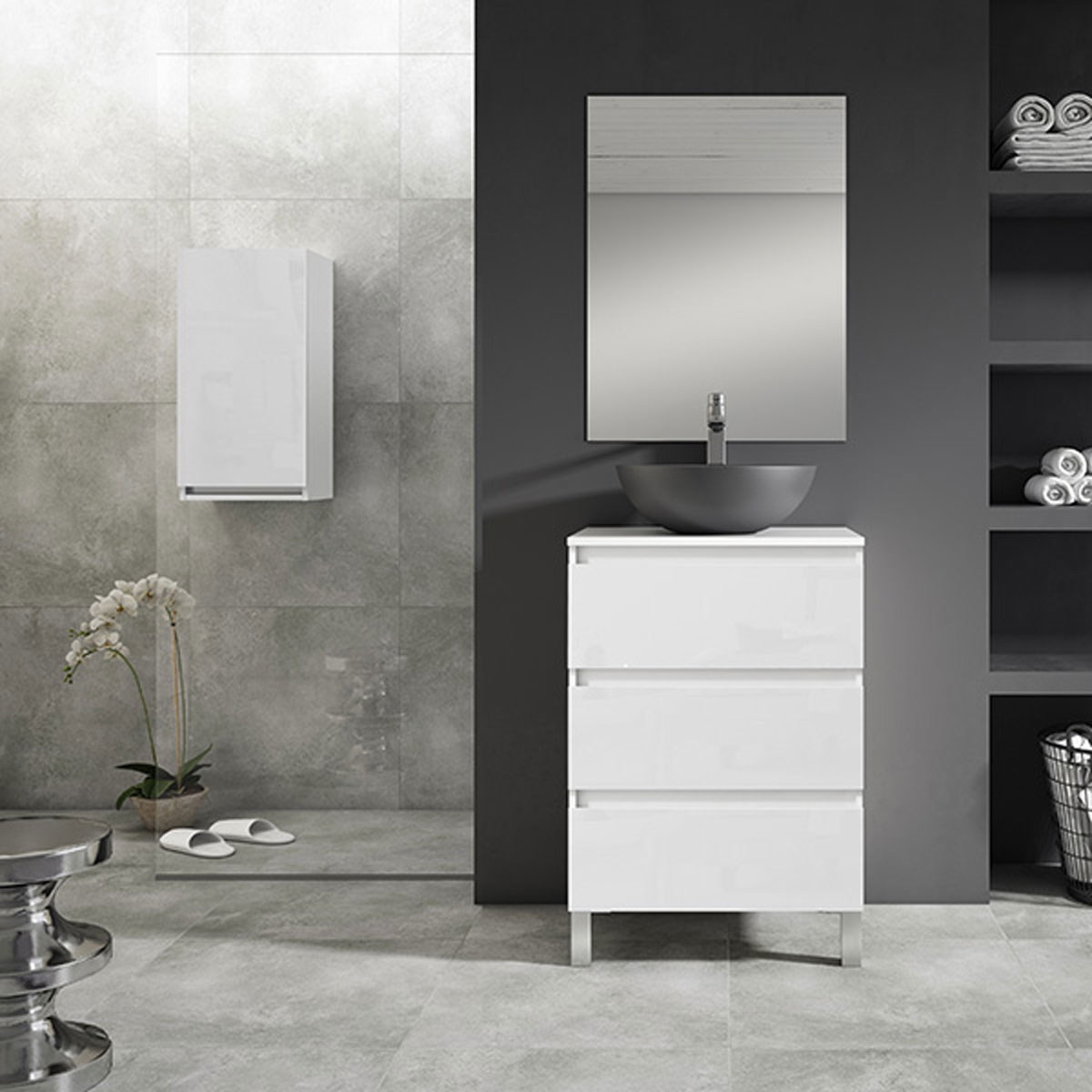Bathroom furniture with legs and integrated sink white color