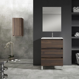 Foto de Mueble de baño con patas con lavabo sobre encimera 3 cajones profundidad reducida Modelo Box