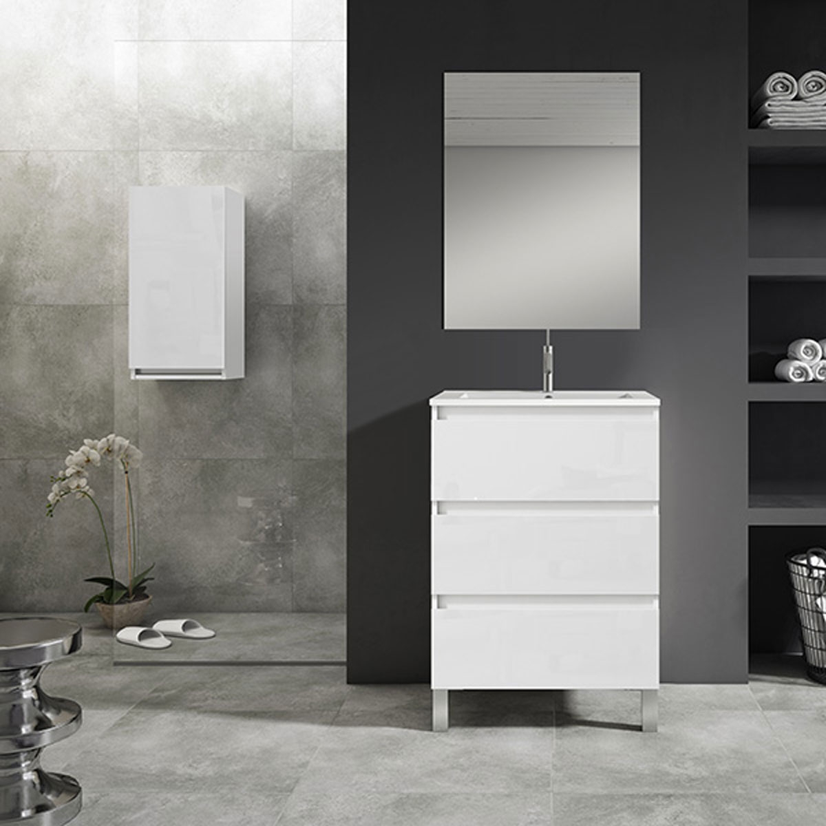 Weiße Badezimmer-Kleiderschrankumgebung