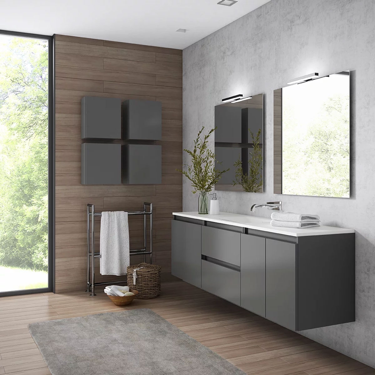 Square bathroom cabinet