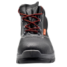 Frontdetail-Sicherheitsstiefel Bellota 72300 Schwarz und Rot Leder S3