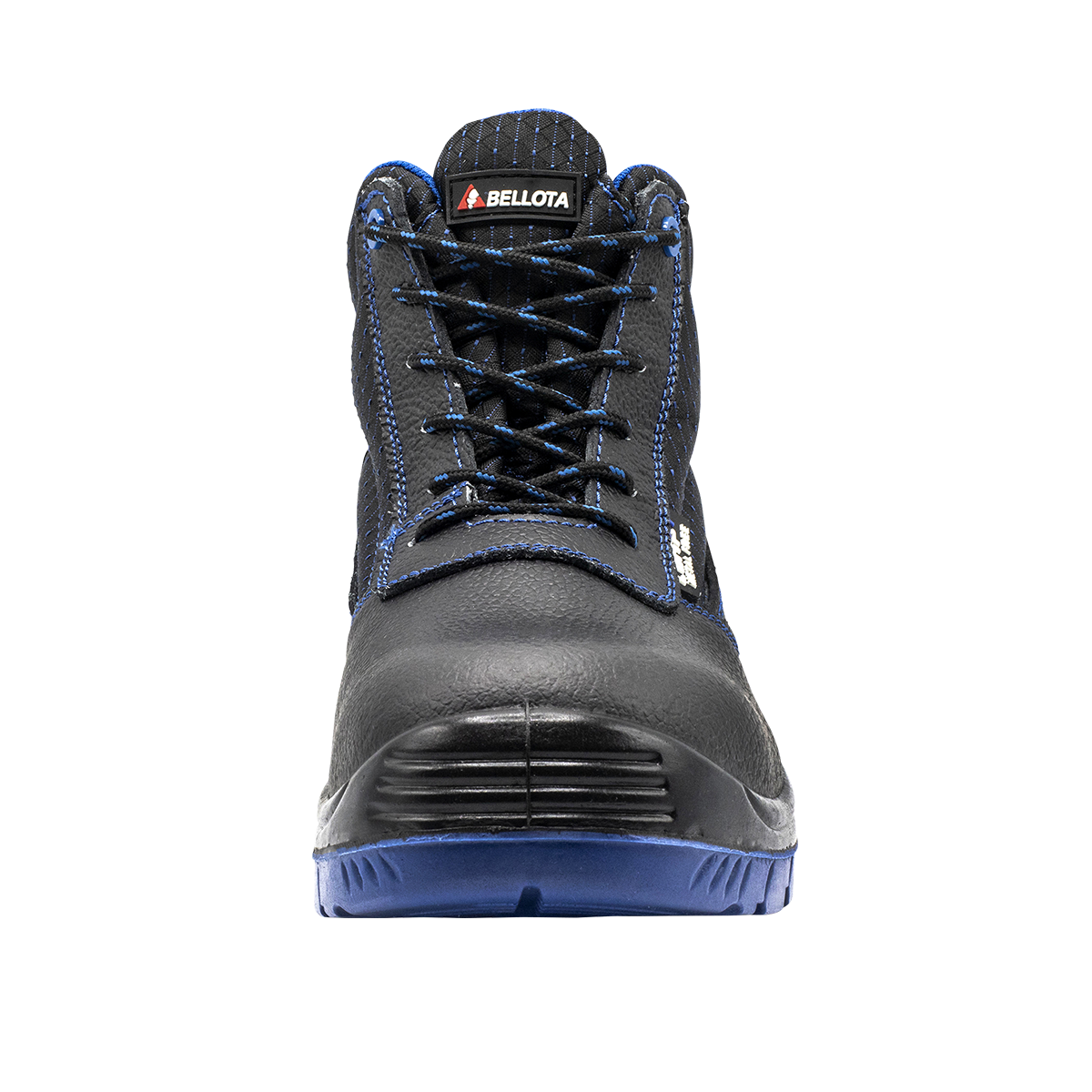 Front detail Bellota Comp S3 Black and Blue Leather Safety Boots 72307