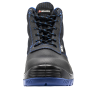 Frontdetail Bellota Comp S3 Schwarz-Blaue Leder-Sicherheitsstiefel 72307