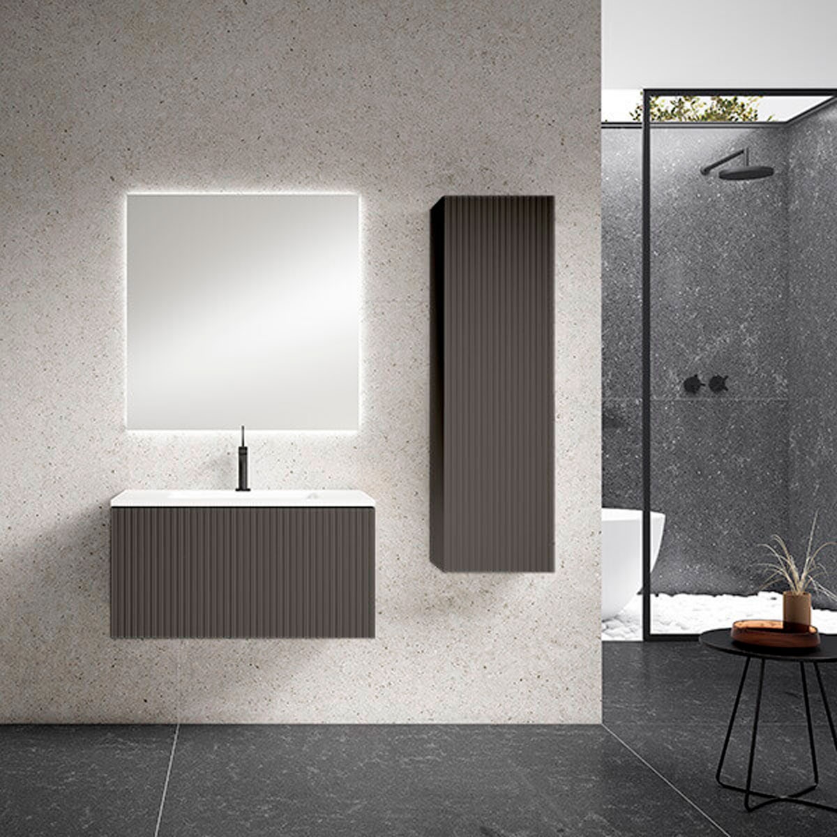 Meubles de salle de bain gris