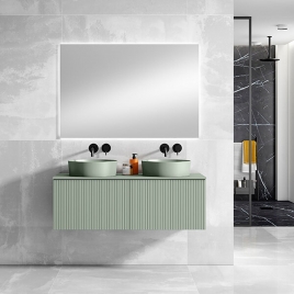 Suspended bathroom furniture 120 cm wide Moss with 2 drawers Bari Model