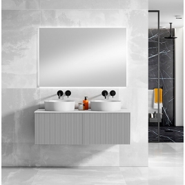 Mueble de baño suspendido 120 cm de Griggio blanco con 2 cajones Modelo Bari