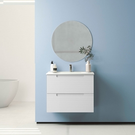 White suspended bathroom furniture with 2 drawers Model Kyoto