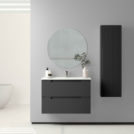 Mueble de baño suspendido Ceniza con 2 cajones Modelo Kyoto