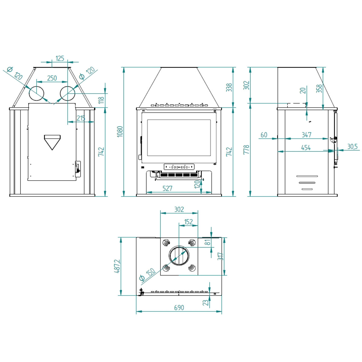 M-300 TFK wood stove + Direct gift measurements