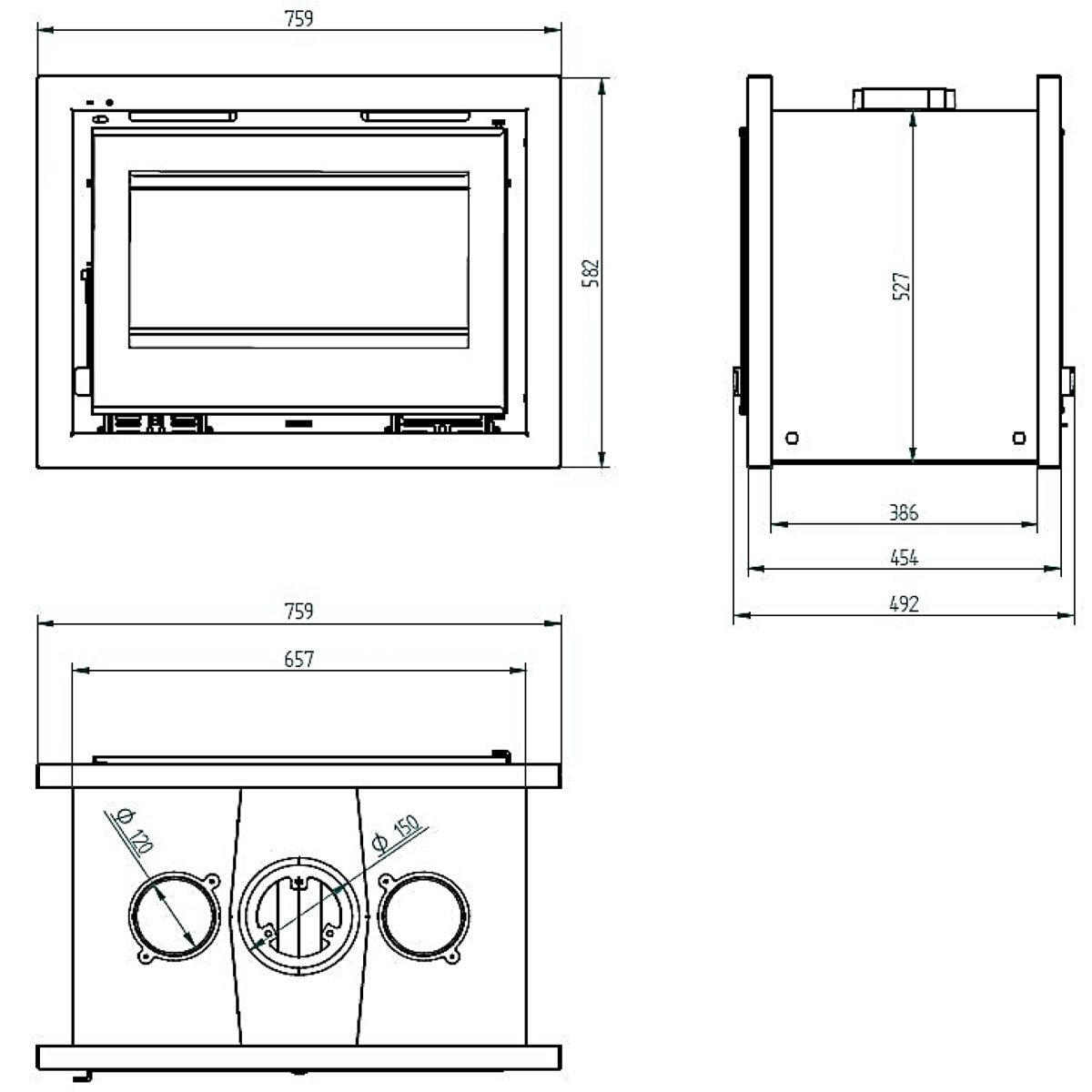Front wood insert with IT-172 FK turbine (70cm) + Direct gift measurements