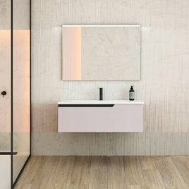 Foto de Mueble de baño suspendido 1 cajón con lavabo color Cotton Modelo Eleven