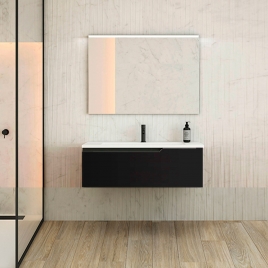Foto de Mueble de baño suspendido 1 cajón con lavabo color Black Ada Modelo Eleven