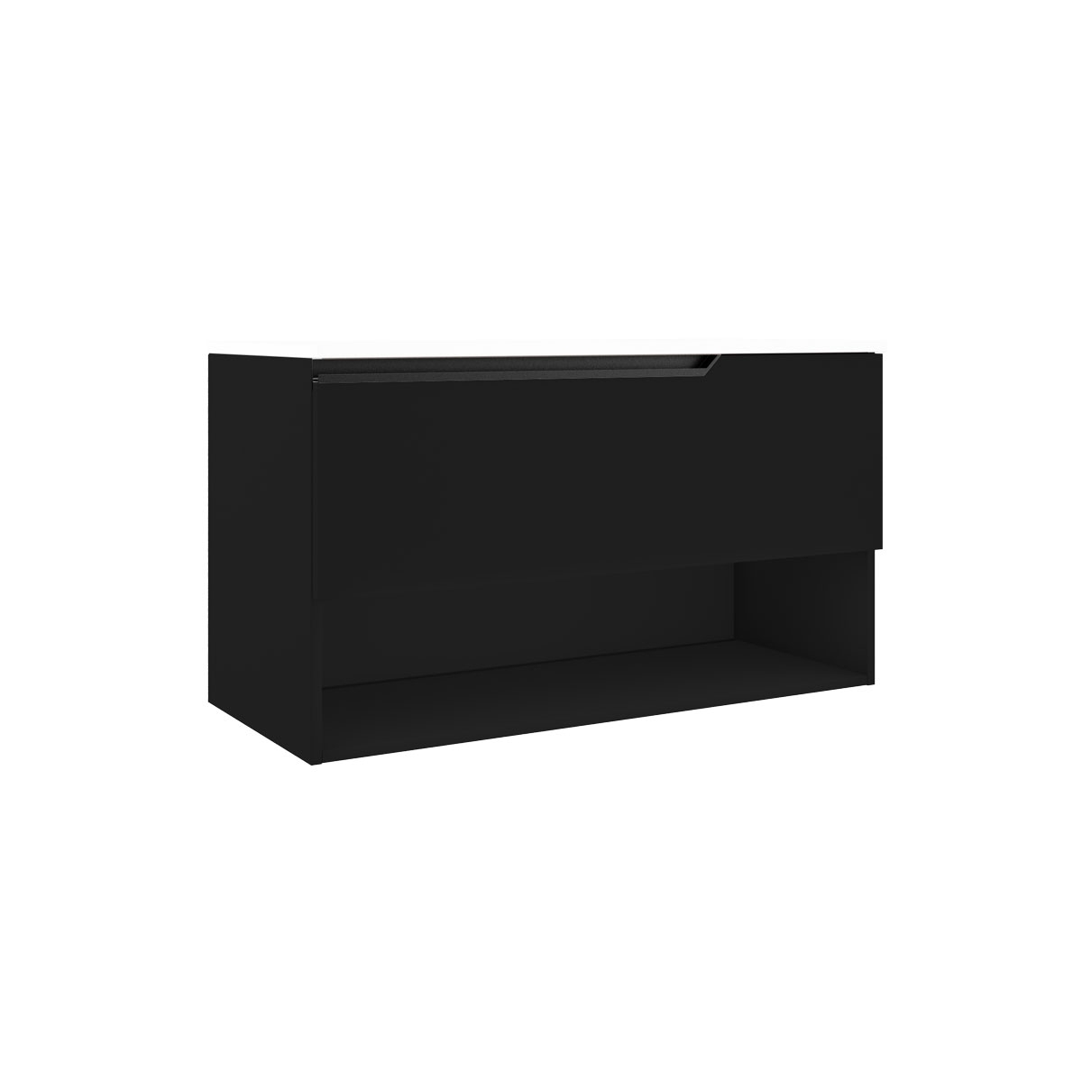 Meuble de salle de bain suspendu avec 1 tiroir avec lavabo Noir Ada Modèle Eleven