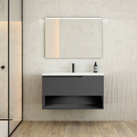 Suspended bathroom furniture 1 drawer/1 hole with sink Ash color Model Eleven