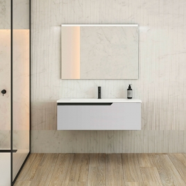 Meuble de salle de bain suspendu 1 tiroir avec lavabo couleur Griggio Model Eleven