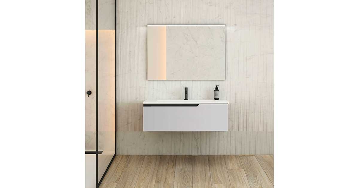 Mueble de baño suspendido de 60 cm con lavabo integrado color griggio  Modelo Granada