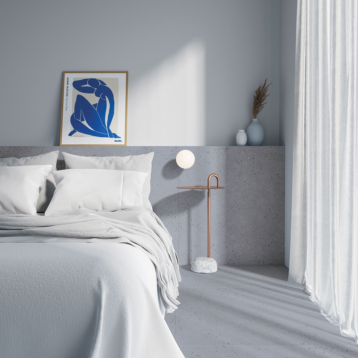 Bedrooms with blue tiles