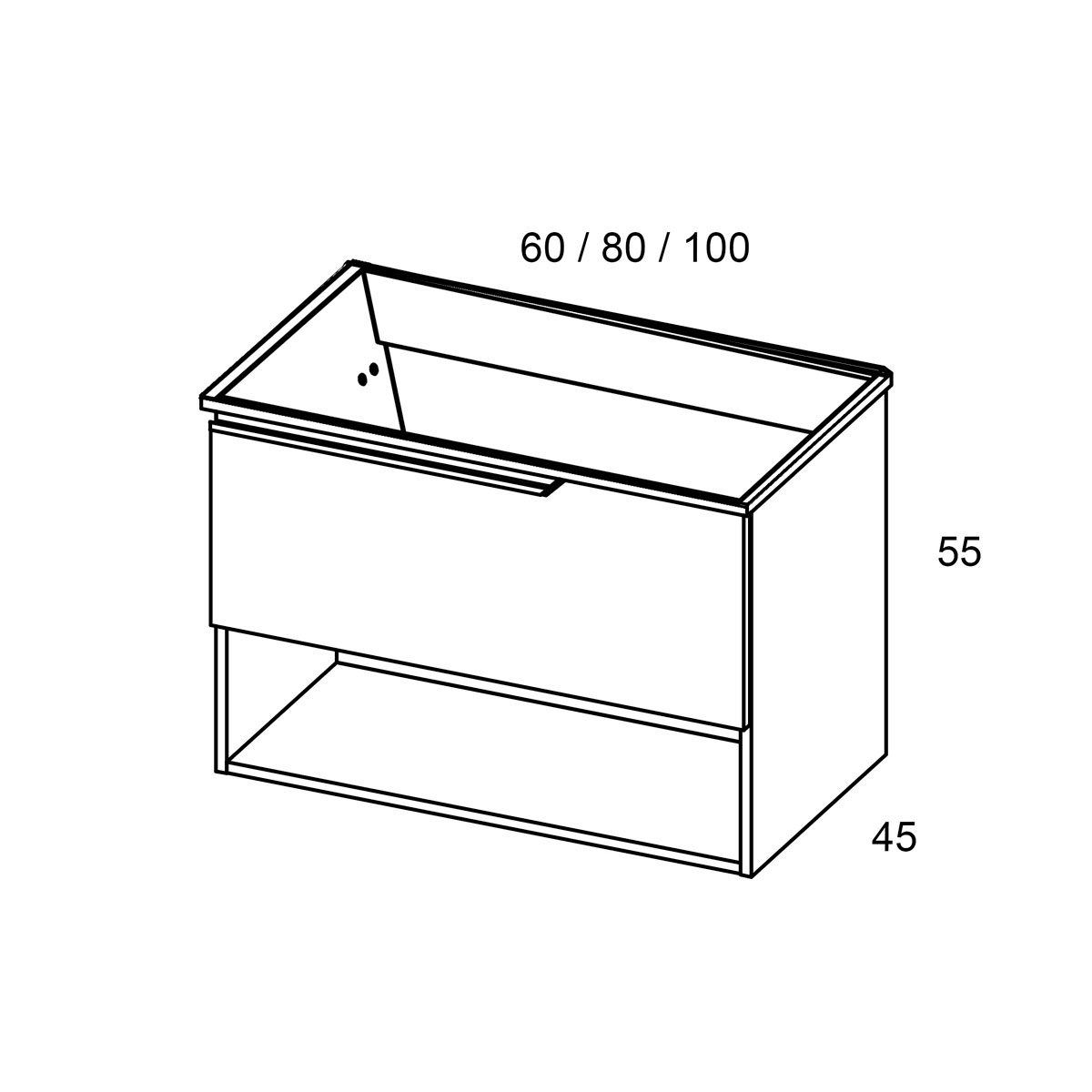 Mueble de baño suspendido 1 cajón/1 hueco con lavabo color Navy Modelo Eleven
