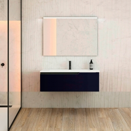 Meuble de salle de bain suspendu 1 tiroir avec lavabo Couleur Marine Modèle Eleven