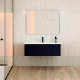 Foto de Mueble de baño suspendido 1 cajón con lavabo color Navy Modelo Eleven