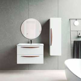 Mueble de baño suspendido 2 cajones con lavabo color Blanco Ada Modelo Arco