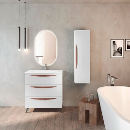 Foto de Mueble de baño con patas 3 cajones con lavabo color Blanco Ada Modelo Arco
