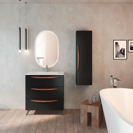 Mueble de baño con patas 3 cajones con lavabo color Black Ada Modelo Arco