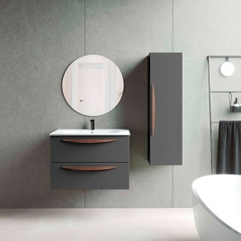Mueble de baño suspendido 2 cajones con lavabo color Ceniza Modelo Arco