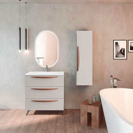 Mueble de baño con patas 3 cajones con lavabo color Cotton Modelo Arco