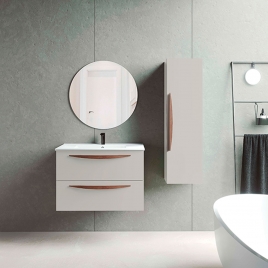 Foto de Mueble de baño suspendido 2 cajones con lavabo color Cotton Modelo Arco