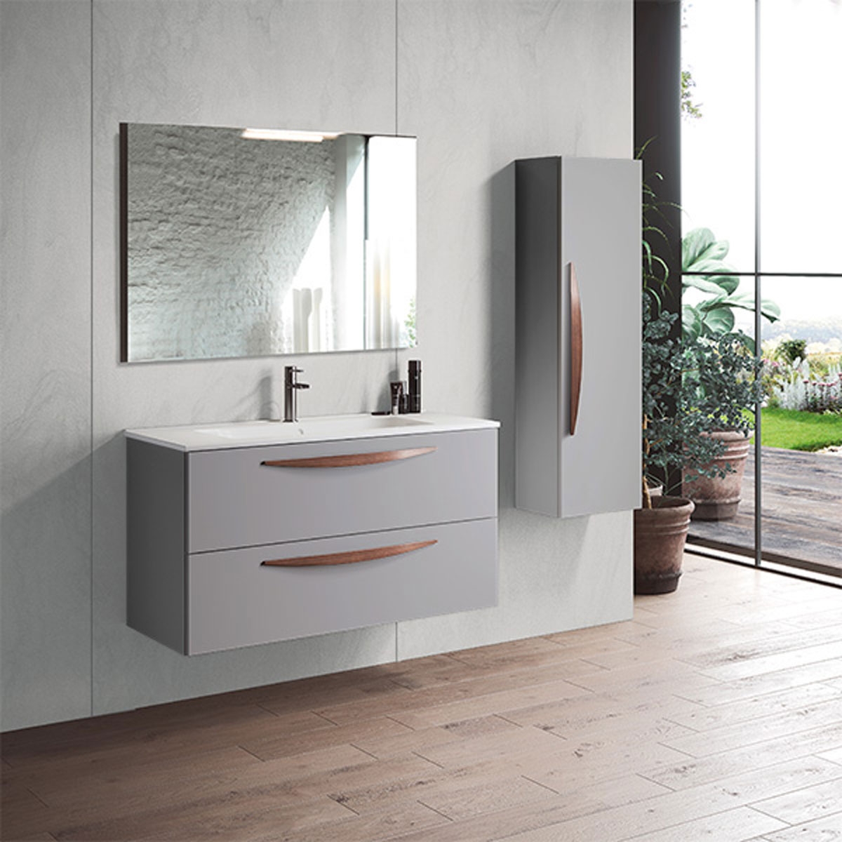 mueble de baño suspendido 2c griggio arco