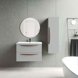 Foto de Mueble de baño suspendido 2 cajones con lavabo color Griggio Modelo Arco