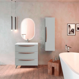 Mueble de baño con patas 3 cajones con lavabo color Griggio Modelo Arco