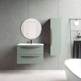 Mueble de baño suspendido 2 cajones con lavabo color Musgo Modelo Arco