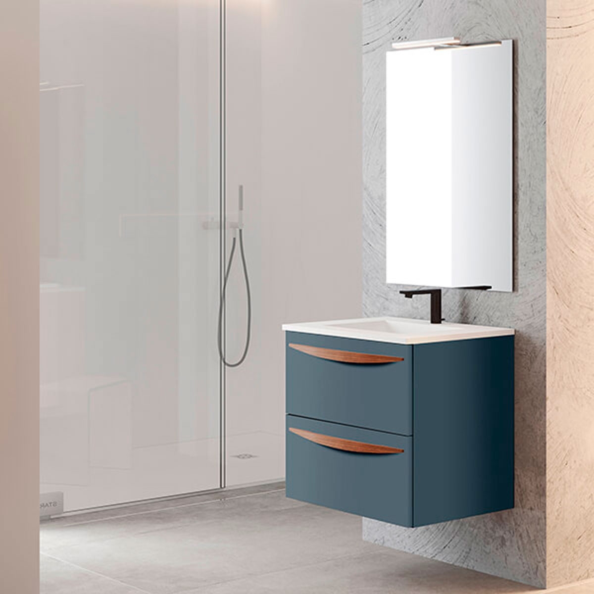 Meuble de salle de bain suspendu 2 tiroirs avec lavabo couleur Avio Modèle Arco2