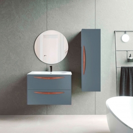 Foto de Mueble de baño suspendido 2 cajones con lavabo color Avio Modelo Arco