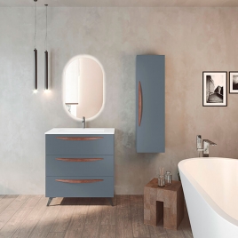 Foto de Mueble de baño con patas 3 cajones con lavabo color Avio Modelo Arco
