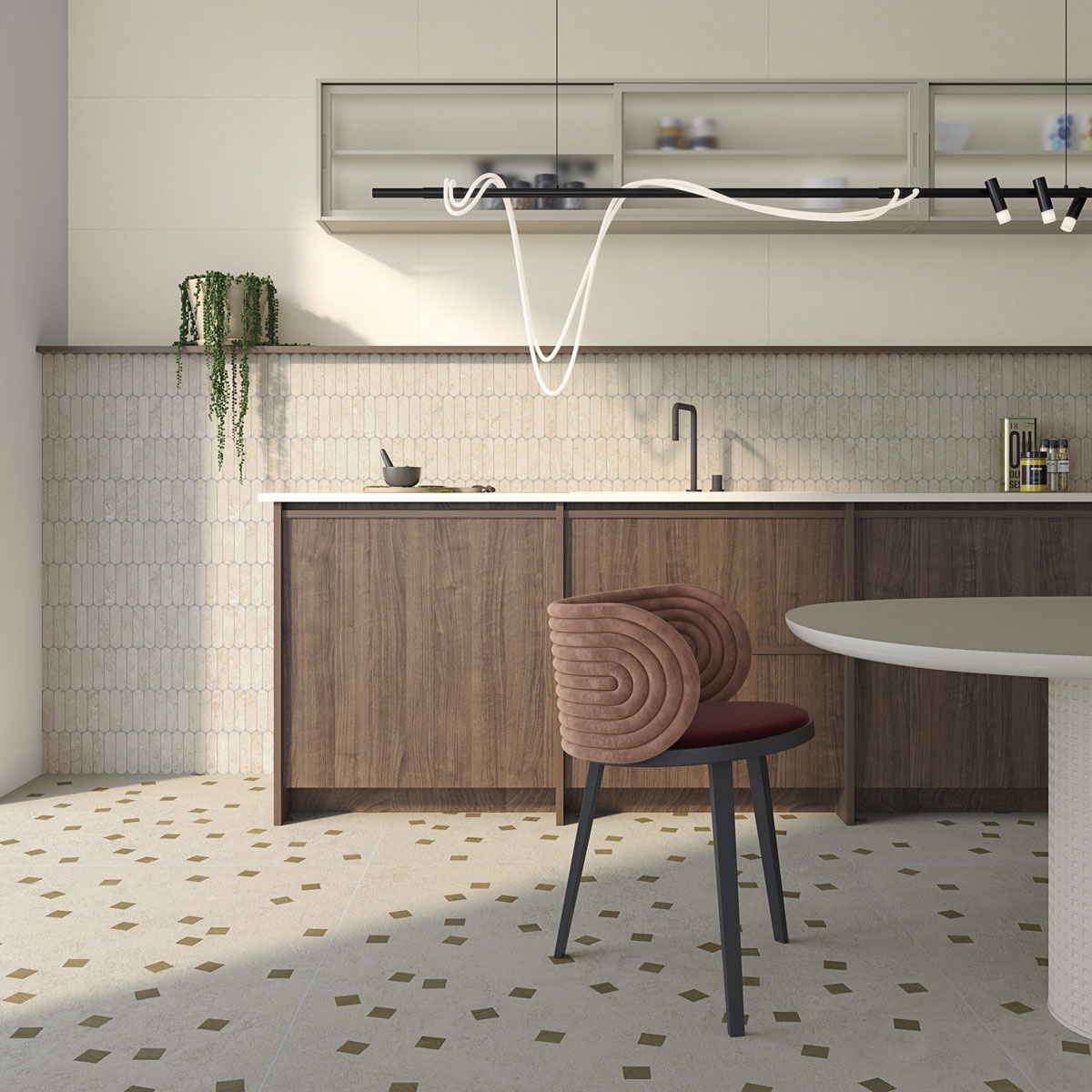 Cocina con Pavimento Lambeth-R Natural 120x120