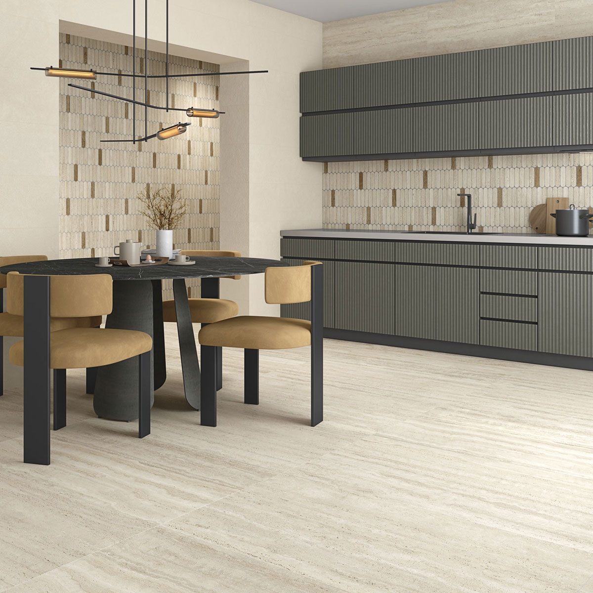 Cocina con Pavimento Paris-R Natural R10 60x120 (Caja 1.44 m2)