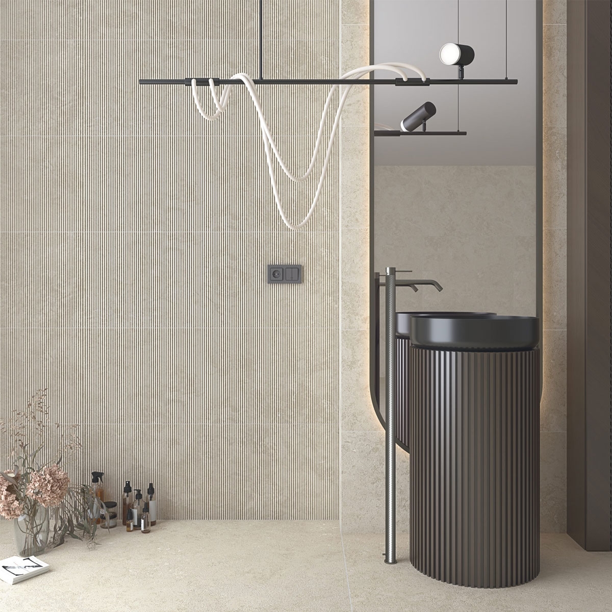 Baño con Revestimiento Chelsea-R Bone 45x120 (Caja 1.080 m2)