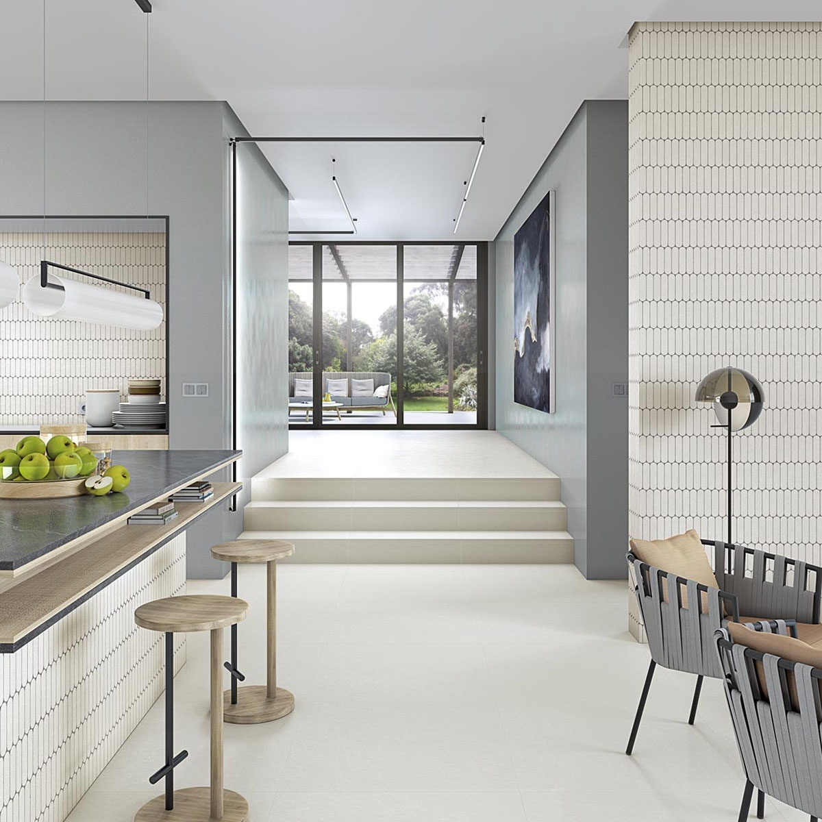 Interior con Pavimento New York-R Blanco 80x80