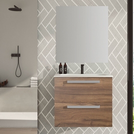 Mueble de baño suspendido con lavabo color Canela Modelo Bondi