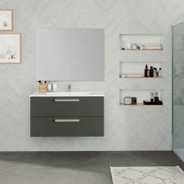 Foto de Mueble de baño suspendido con lavabo color Ceniza Modelo Bondi