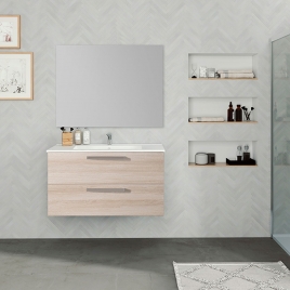 Foto de Mueble de baño suspendido con lavabo color Crudo Modelo Bondi