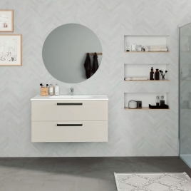Foto de Mueble de baño suspendido con lavabo color Cotton Modelo Bondi