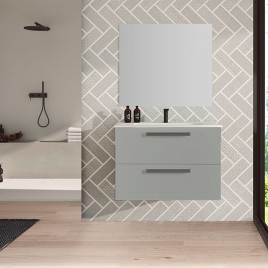 Wall-mounted bathroom furniture with Griggio color sink Bondi Model