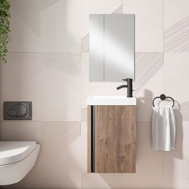 Mueble de baño suspendido 40 cm con lavabo y espejo Modelo Lagos