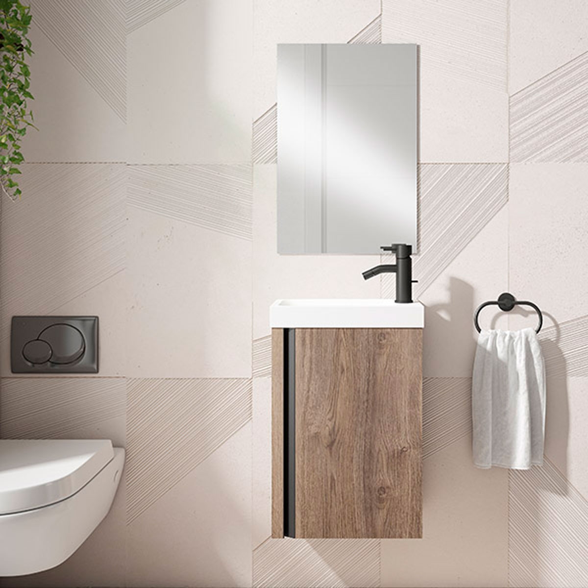 Meuble de salle de bain de 40 cm avec miroir et lavabo modèle lacs